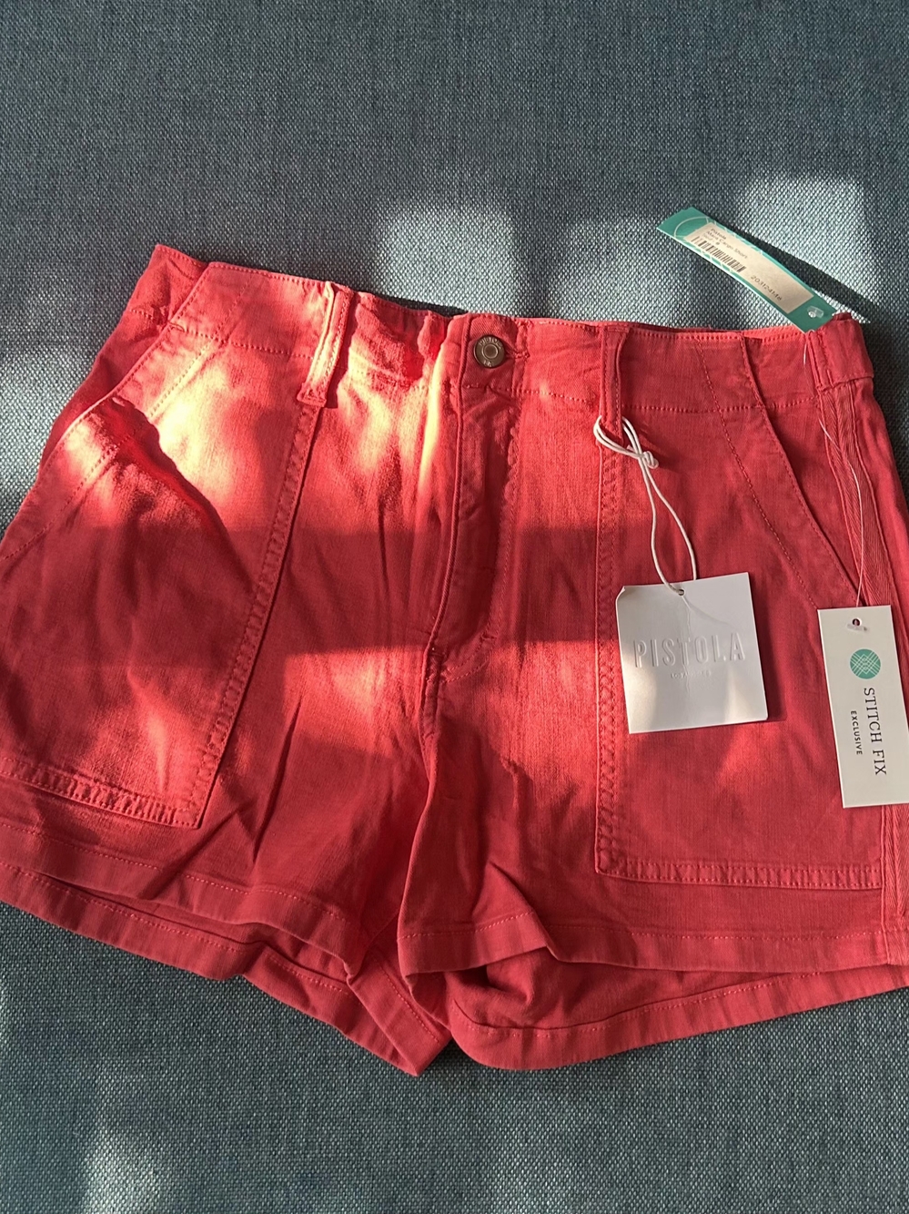 pistola Bright Red High-Rise Utility Shorts